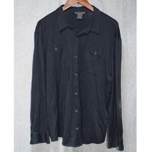 John Varvatos Men’s Black Silk Blend Button-Up Shirt – Size XL